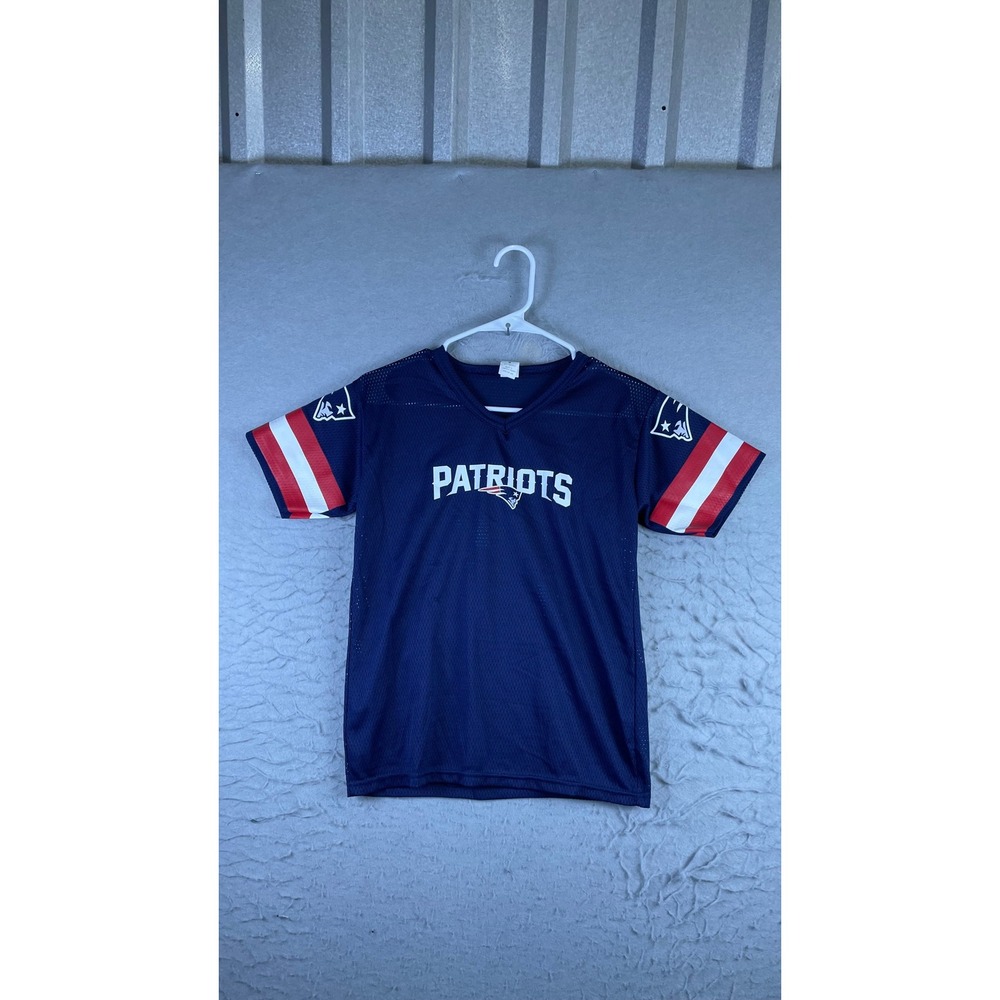 Franklin Patriots Jersey Mens M Blue Excellent Tom Brady 12 Mesh V-Neck Football